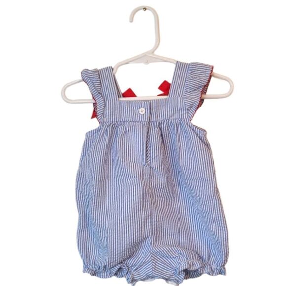 Good Lad Blue Seersucker Crab Motif Romper Size 6 Months - Picture 2 of 6